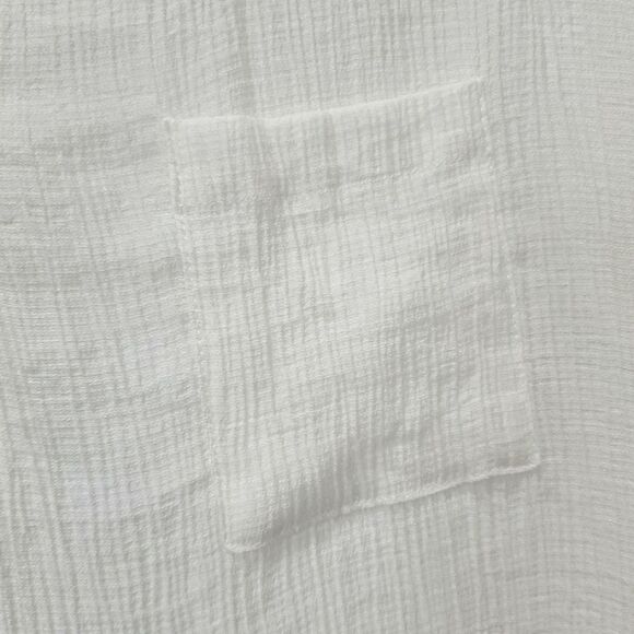 Mine Womans V Neck White Summer Lightweight Blose, Woth Back Detail, Size Large - Picture 3 of 5